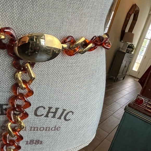 Vintage IBEL Tortoise & Gold Link Belt With gold medallion buckle Made in Italy! - Picture 4 of 15